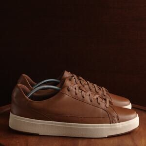 Kizik Sneaker Men SZ 13 Wide Brown Vegas Hands Free Leather Comfort Walking Shoe